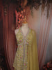 Olive Green Floral Sequins and Beads Embroidered Design Organza Party Wear Indo Western Palazzo Suit with Matching Dupatta
