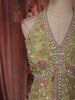 Olive Green Floral Sequins and Beads Embroidered Design Organza Party Wear Indo Western Palazzo Suit with Matching Dupatta