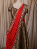Olive Green Floral Sequins and Zari Embroidered Design Tissue Organza Lehenga with Contrast Dupatta