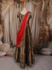 Olive Green Floral Sequins and Zari Embroidered Design Tissue Organza Lehenga with Contrast Dupatta