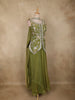 Olive Green Floral Thread Embroidered Design Organza Lehenga with Dupatta