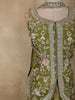 Olive Green Floral Thread Embroidered Design Organza Lehenga with Dupatta