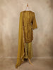 Olive Green Floral Thread Embroidered Tissue Silk Palazzo with Dupatta