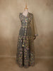 Olive Green Floral Thread and Beads Embroidered Design Net Lehenga with Dupatta