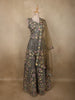 Olive Green Floral Thread and Beads Embroidered Design Net Lehenga with Dupatta