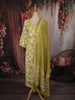 Olive Green Floral Vine Printed Design Cotton Straight Cut Salwar Suit with Dupatta