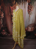 Olive Green Floral Vine Printed Design Cotton Straight Cut Salwar Suit with Dupatta