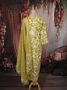 Olive Green Floral Vine Printed Design Cotton Straight Cut Salwar Suit with Dupatta