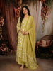 Olive Green Floral Vine Printed Design Cotton Straight Cut Salwar Suit with Dupatta