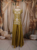Olive Green Floral Vine Thread and Beads Embroidered Design Tissue Part Wear Palazzo Suit with Choker Dupatta
