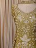 Olive Green Floral Vine Thread and Beads Embroidered Design Tissue Part Wear Palazzo Suit with Choker Dupatta
