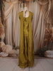 Olive Green Floral Vine Thread and Beads Embroidered Design Tissue Part Wear Palazzo Suit with Choker Dupatta