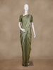 Olive Green Floral Woven Banarasi Silk Saree