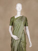 Olive Green Floral Woven Banarasi Silk Saree