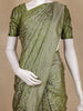 Olive Green Floral Woven Banarasi Silk Saree