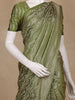 Olive Green Floral Woven Banarasi Silk Saree