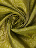 Olive Green Floral Woven Kanchipuram Silk Saree With Contrast Pink Zari Border