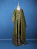 Olive Green Floral Design Semi Silk Anarkali Gown