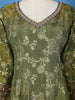 Olive Green Floral Design Semi Silk Anarkali Gown