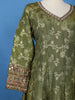 Olive Green Floral Design Semi Silk Anarkali Gown