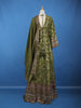 Olive Green Floral Design Semi Silk Anarkali Gown