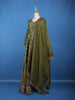 Olive Green Floral Design Semi Silk Anarkali Gown