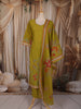 Olive Green Floral Zardozi Embroidered Design Cotton Straight Cut Salwar Suit with Dupatta