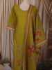 Olive Green Floral Zardozi Embroidered Design Cotton Straight Cut Salwar Suit with Dupatta