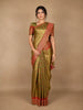 Olive Green Floral woven Banarasi Silk Saree