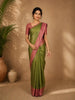 Olive Green Geometric Design Semi Tissue Silk Saree