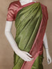 Olive Green Geometric Design Semi Tissue Silk Saree