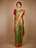 Olive Green Geometric Design Tissue Saree