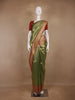 Olive Green Geometric Design Tissue Saree - Diadem