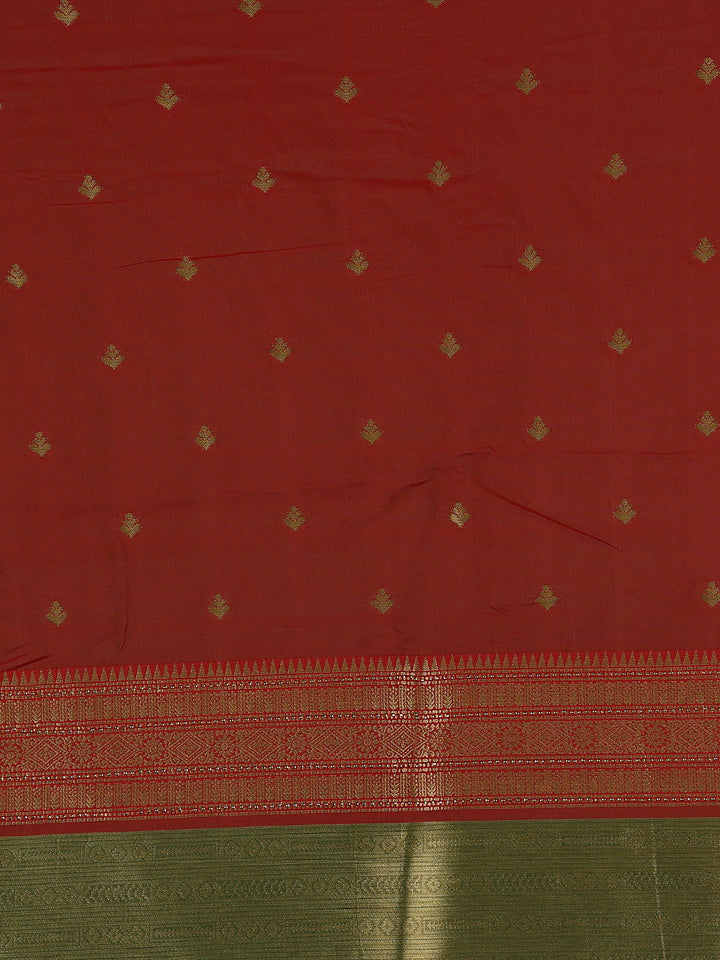 Olive Green Geometric Design Tissue Saree - Diadem