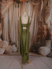 Olive Green Geometric Mirror Embroidered Design Satin Indo-Western Palazzo Suit with Matching Choker Dupatta