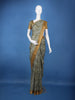 Olive Green Geometric Print Semi Tussar Silk Saree