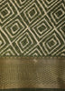 Olive Green Geometric Printed Design Mixed Silk Cotton Saree