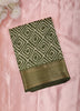 Olive Green Geometric Printed Design Mixed Silk Cotton Saree