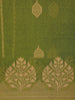 Olive Green Geometric Woven Design Cotton Saree with Self Border