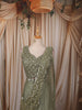 Olive Green Heavy Sequins and Beads Embroidered Design Crushed Tissue Party Wear Lehenga With Draped Dupatta
