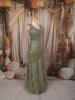 Olive Green Heavy Sequins and Beads Embroidered Design Crushed Tissue Party Wear Lehenga With Draped Dupatta