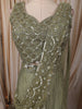 Olive Green Heavy Sequins and Beads Embroidered Design Crushed Tissue Party Wear Lehenga With Draped Dupatta