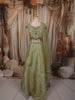Olive Green Heavy Sequins and Zardozi Embroidered Design Tissue Silk Party Wear Lehenga With Matching Dupatta