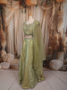 Olive Green Heavy Sequins and Zardozi Embroidered Design Tissue Silk Party Wear Lehenga With Matching Dupatta