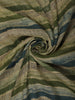 Olive Green Horizontal Striped Woven Design Pure Tussar Saree with Zari Border