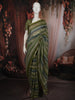 Olive Green Horizontal Striped Woven Design Pure Tussar Saree with Zari Border