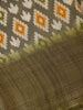 Olive Green Ikat Design Cotton Saree with Zari Border