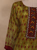Olive Green Ikat Printed Crepe Salwar Suit with Dupatta
