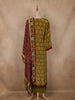 Olive Green Ikat Printed Crepe Salwar Suit with Dupatta