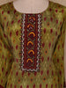Olive Green Ikat Printed Crepe Salwar Suit with Dupatta